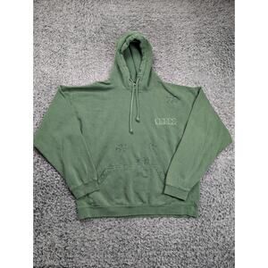 Attain Hoodie Adult Medium Green Embroidered Grunge Skull Skate Sweatshirt Mens